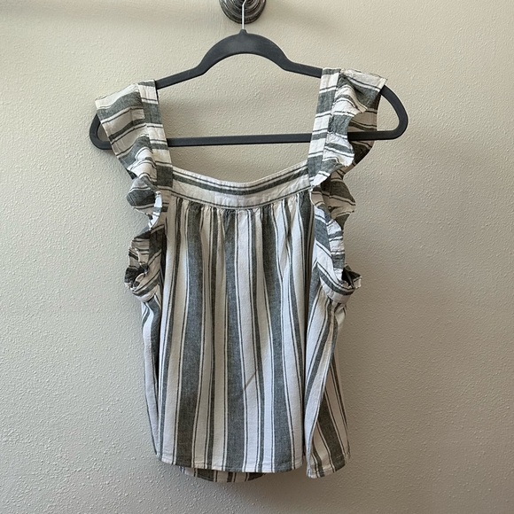 Loft Striped Ruffle Shoulder Top - Picture 3 of 4